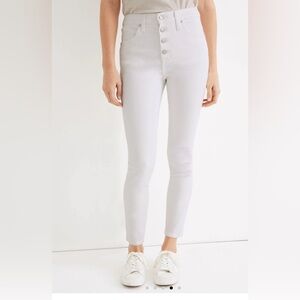 NWT Madewell 10" High-Rise Skinny Crop Jeans in Pure White: Button-Front Edition
